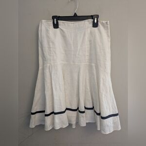LRL Ralph Lauren Riviera White Linen Stripe Skirt Size 4